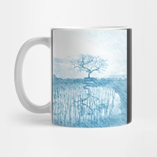 tree above rice field Mug